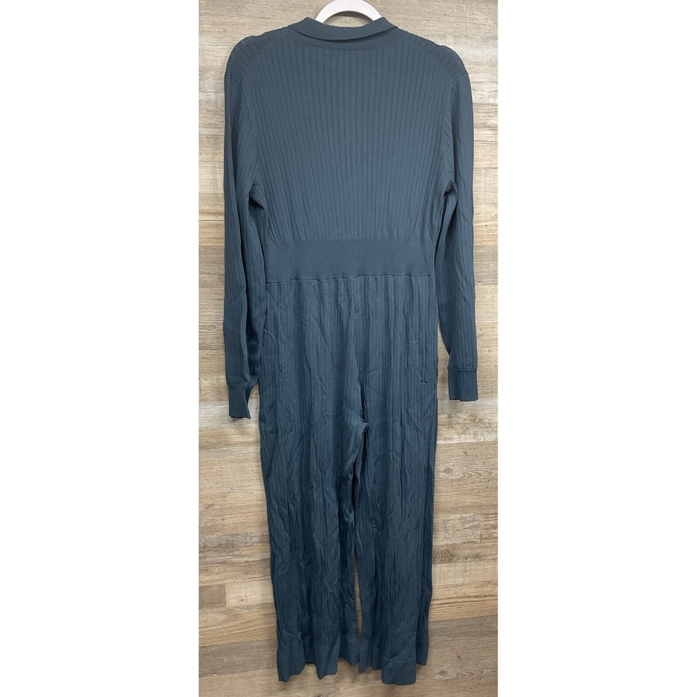 J. Crew Ribbed Knit Casual Comfort Cropped Jumpsuit in Dark Teal Size XL NEW - Picture 6 of 13